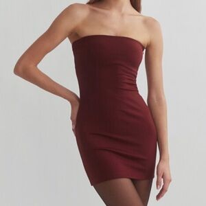 Likely Burgundy Bodycon tube mini dress strapless Size 8